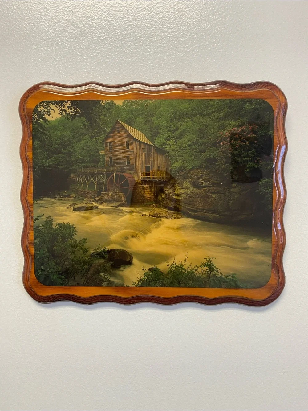 Scenic Mill River Wall Art in Brown and Green